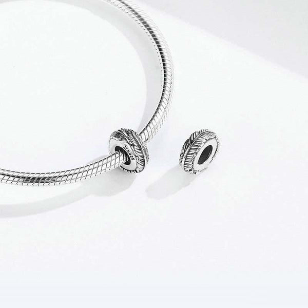 Feathers Sterling Silver Spacer Bead Charm Pendant Bracelet Necklace