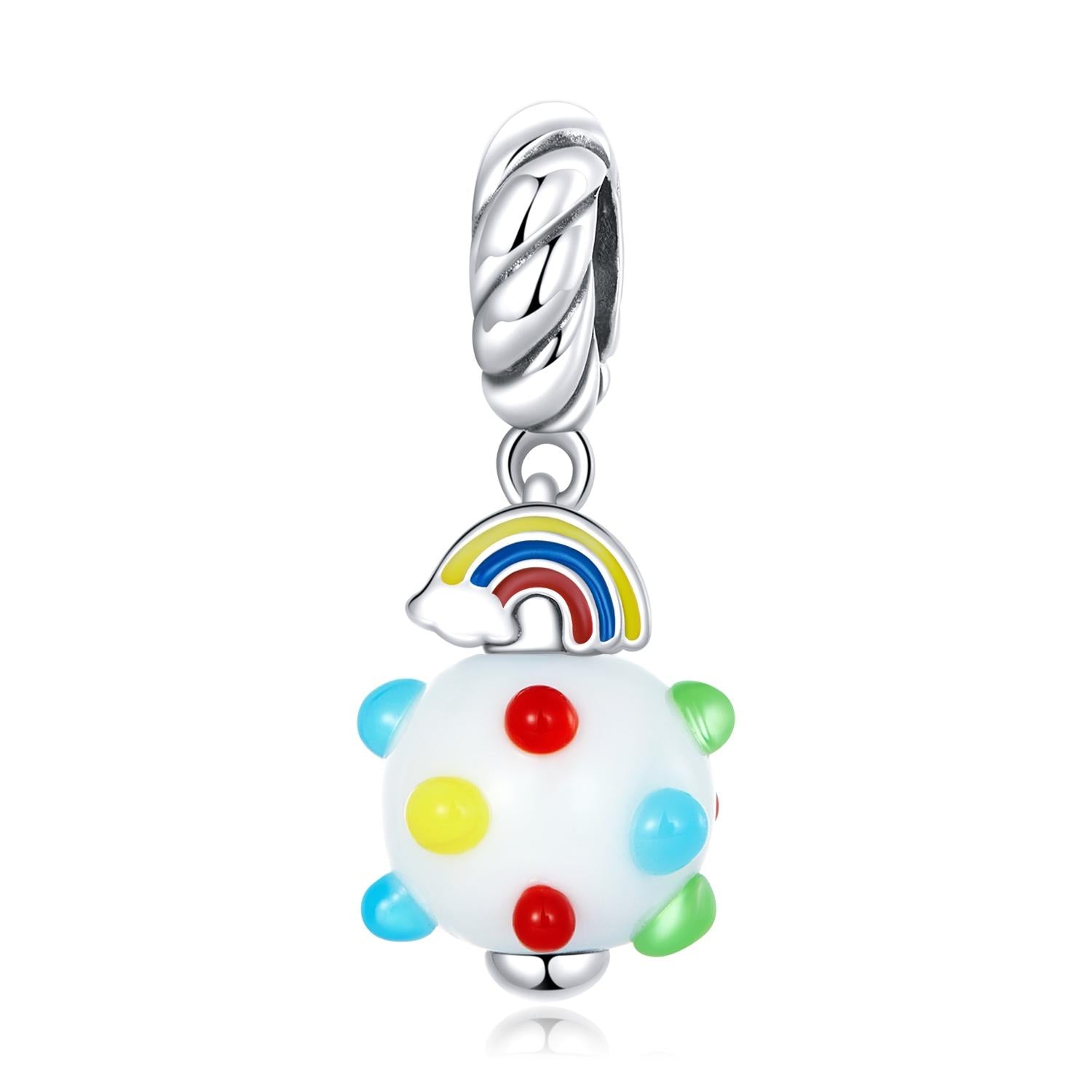 Rainbow Enamel Sterling Silver Bead Charm Bracelet Necklace
