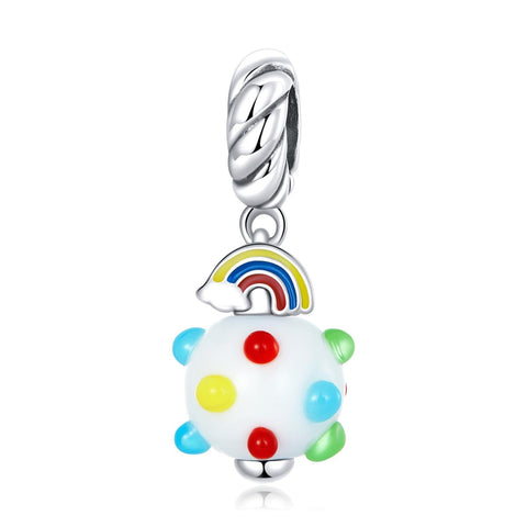 Rainbow Enamel Sterling Silver Bead Charm Bracelet Necklace