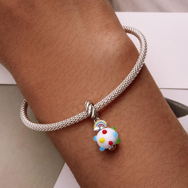 Rainbow Enamel Sterling Silver Bead Charm Bracelet Necklace