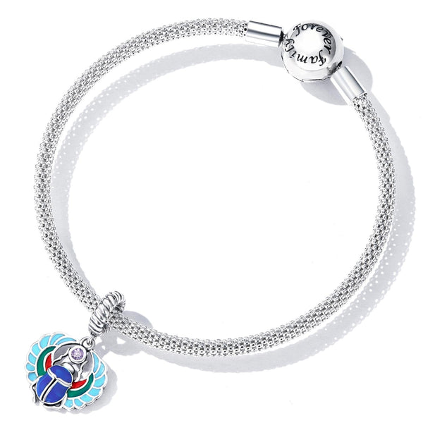 Scarab Beetle Enamel Sterling Silver Bead Charm Bracelet Necklace Pendant