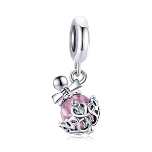 Perfume Bottle Sterling Silver Zircon CZ Bead Charm Bracelet Necklace