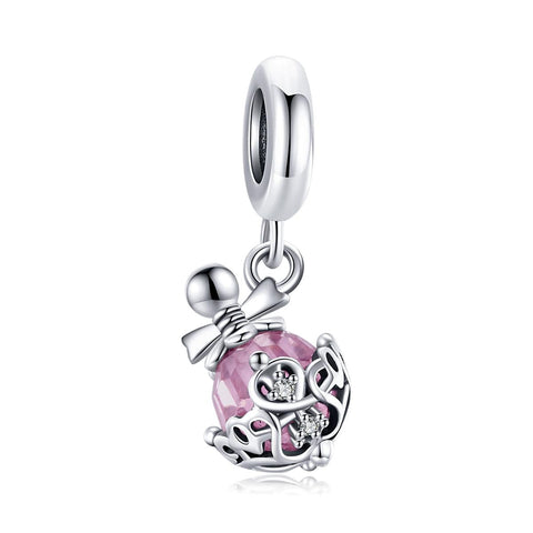 Perfume Bottle Sterling Silver Zircon CZ Bead Charm Bracelet Necklace