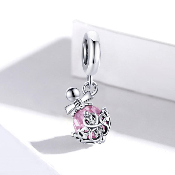 Perfume Bottle Sterling Silver Zircon CZ Bead Charm Bracelet Necklace