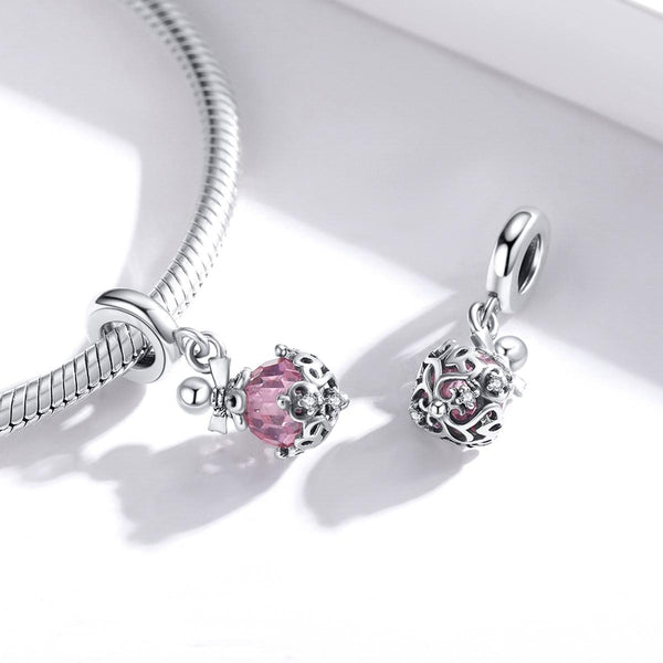 Perfume Bottle Sterling Silver Zircon CZ Bead Charm Bracelet Necklace