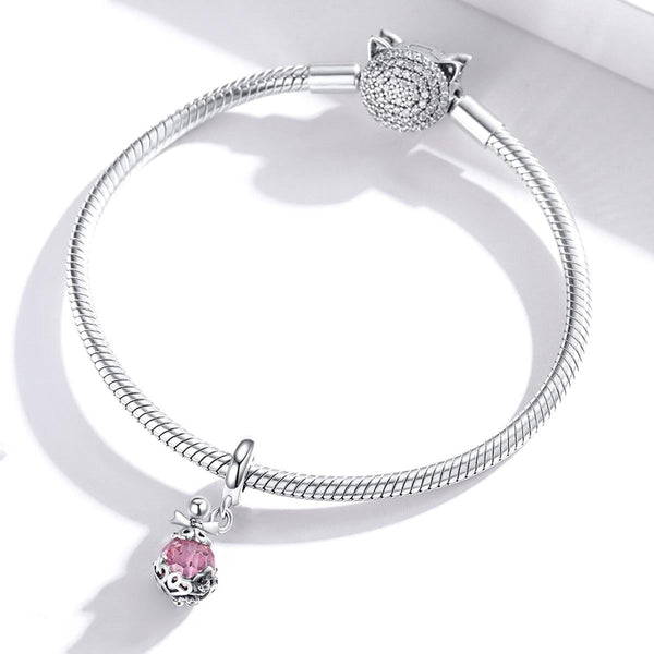 Perfume Bottle Sterling Silver Zircon CZ Bead Charm Bracelet Necklace