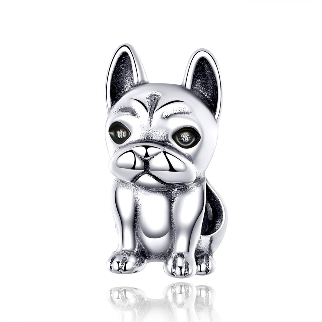 French Bulldog Enamel Sterling Silver Bead Charm Pendant Bracelet Necklace