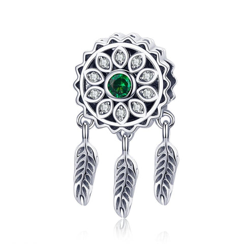 Dreamcatcher Sterling Silver Zircon CZ Bead Charm Bracelet Necklace Pendant