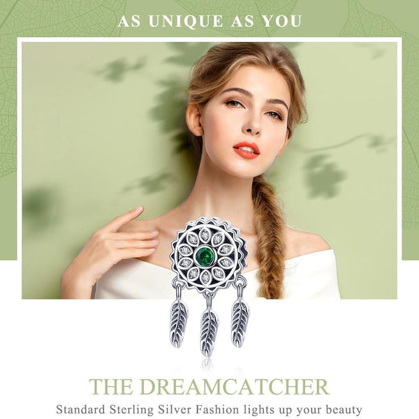 Dreamcatcher Sterling Silver Zircon CZ Bead Charm Bracelet Necklace Pendant