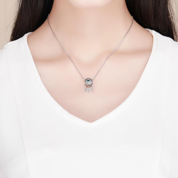 Dreamcatcher Sterling Silver Zircon CZ Bead Charm Bracelet Necklace Pendant