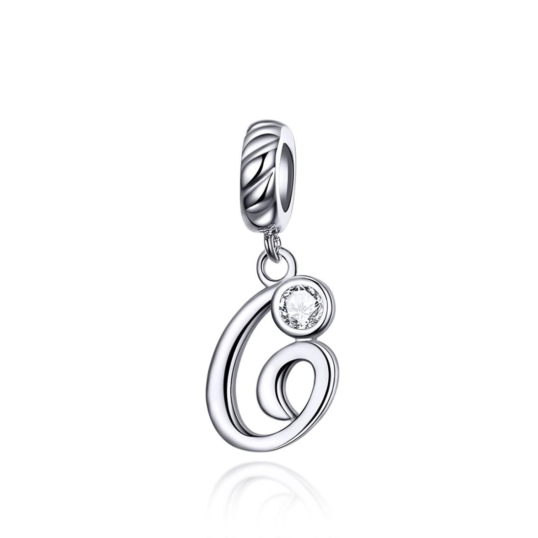 G Letter Initial Platinum Plated Sterling Silver Crystal Zircon Charm Bracelet Necklace