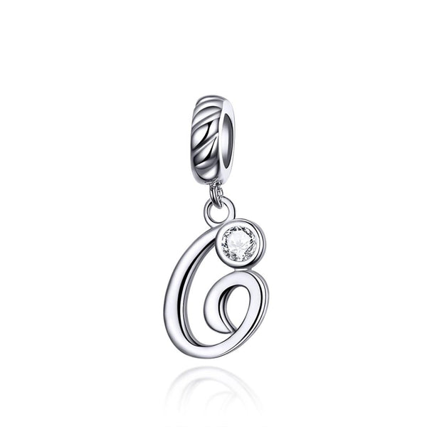 G Letter Initial Platinum Plated Sterling Silver Crystal Zircon Charm Bracelet Necklace