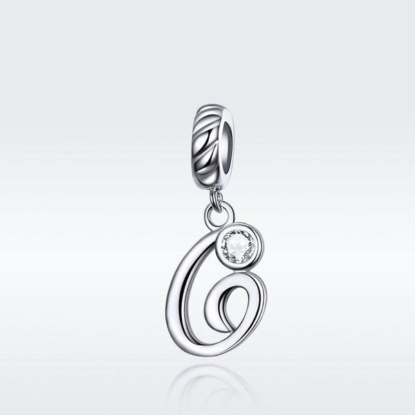 G Letter Initial Platinum Plated Sterling Silver Crystal Zircon Charm Bracelet Necklace