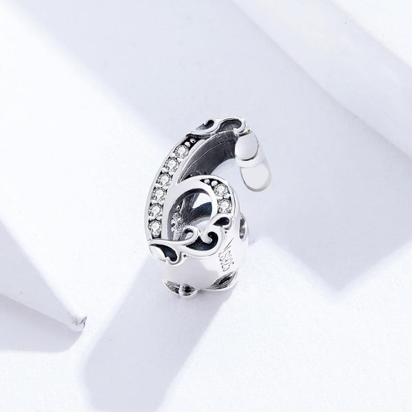 6 Number Numeral Sterling Silver Crystal Zircon CZ Bead Charm Bracelet Necklace
