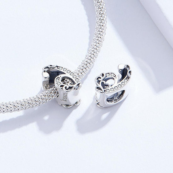 6 Number Numeral Sterling Silver Crystal Zircon CZ Bead Charm Bracelet Necklace