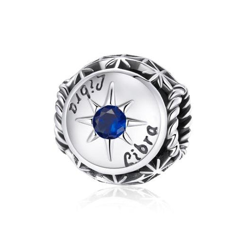 Libra Zodiac Sterling Silver Zircon CZ Bead Charm Bracelet Necklace