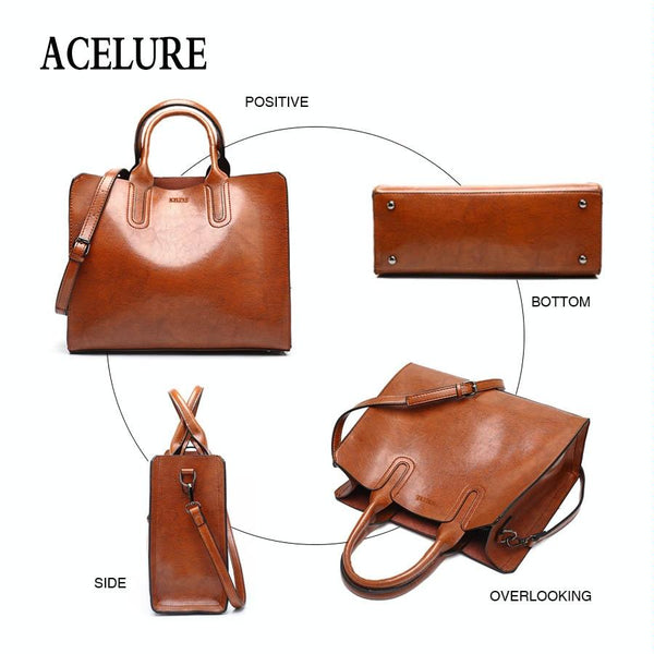 Wax Oil Look Large Faux PU Leather Tote Trunk Shoulder Bag Handbag Burgundy