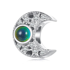 Moon Colour Changing Sterling Silver Bead Charm Bracelet Necklace