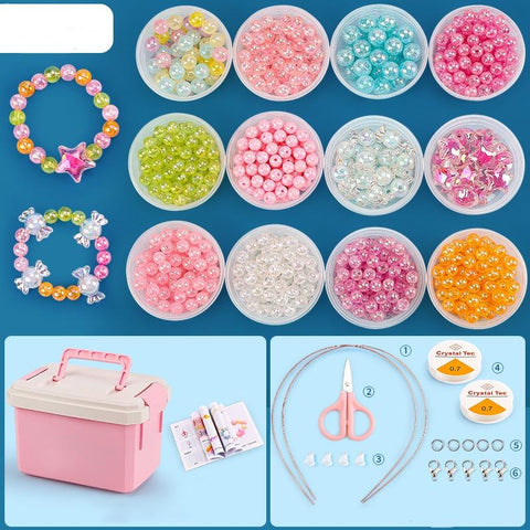 DIY Bracelet Necklace Jewellery Making Kit Kids Children 12 Designs Star Candy