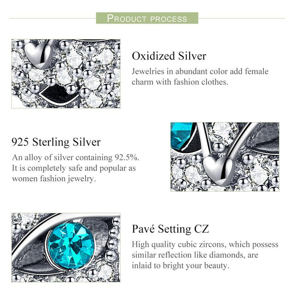 Cat Head Sterling Silver Zircon CZ Bead Charm Bracelet Necklace
