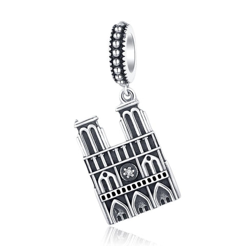 Paris Notre Dame Sterling Silver Zircon CZ Bead Charm Bracelet Necklace