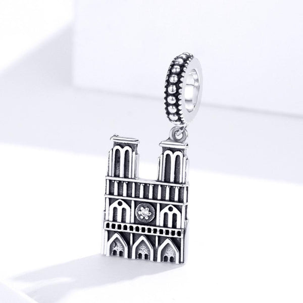 Paris Notre Dame Sterling Silver Zircon CZ Bead Charm Bracelet Necklace