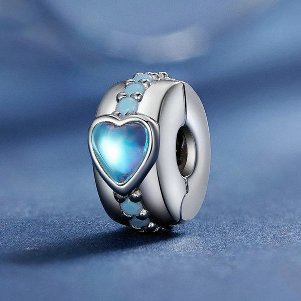 Hearts Platinum Plated Sterling Silver Opal Look Bead Charm Bracelet Necklace