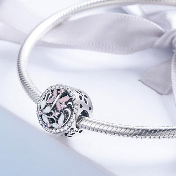 Dragonfly Enamel Sterling Silver Zircon CZ Bead Charm Bracelet Necklace
