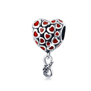 Infinity Love Hearts Enamel Sterling Silver Bead Charm Bracelet Necklace