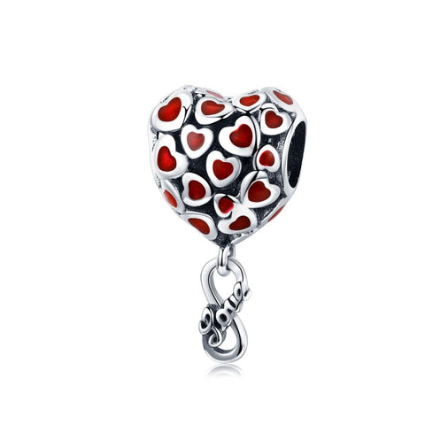 Infinity Love Hearts Enamel Sterling Silver Bead Charm Bracelet Necklace