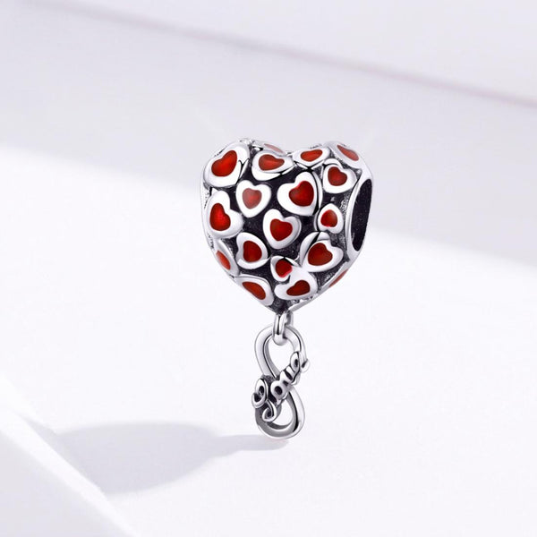 Infinity Love Hearts Enamel Sterling Silver Bead Charm Bracelet Necklace