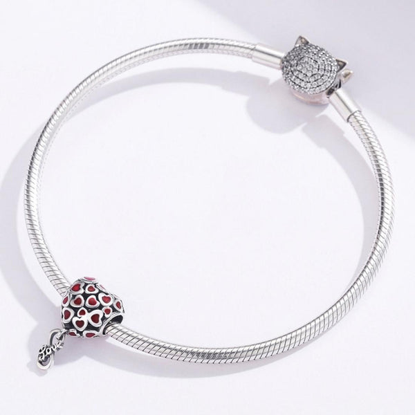 Infinity Love Hearts Enamel Sterling Silver Bead Charm Bracelet Necklace