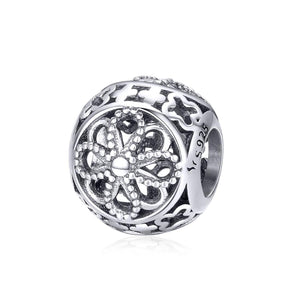 Flower Sterling Silver Spacer Bead Charm Pendant Bracelet Necklace