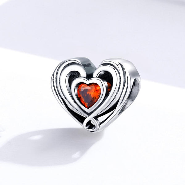 Heart Sterling Silver Zircon CZ Bead Charm Bracelet Necklace