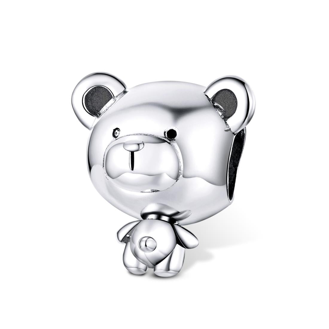 Teddy Bear Sterling Silver Bead Charm Bracelet Necklace