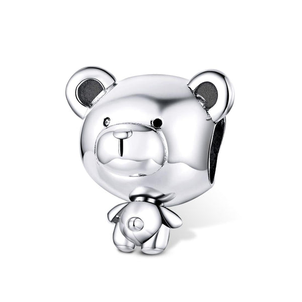Teddy Bear Sterling Silver Bead Charm Bracelet Necklace