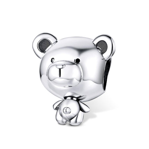 Teddy Bear Sterling Silver Bead Charm Bracelet Necklace