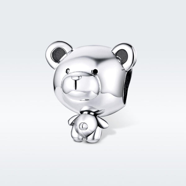 Teddy Bear Sterling Silver Bead Charm Bracelet Necklace