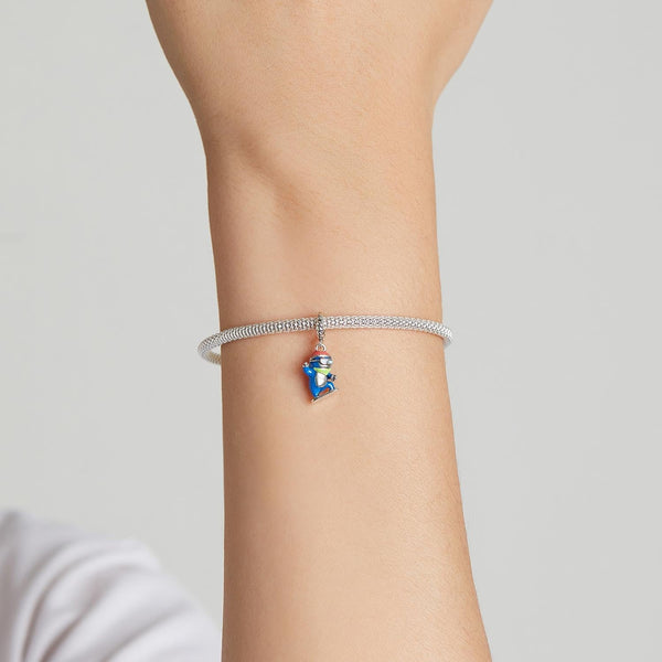 Ski Penguin Enamel Sterling Silver Bead Charm Bracelet Necklace