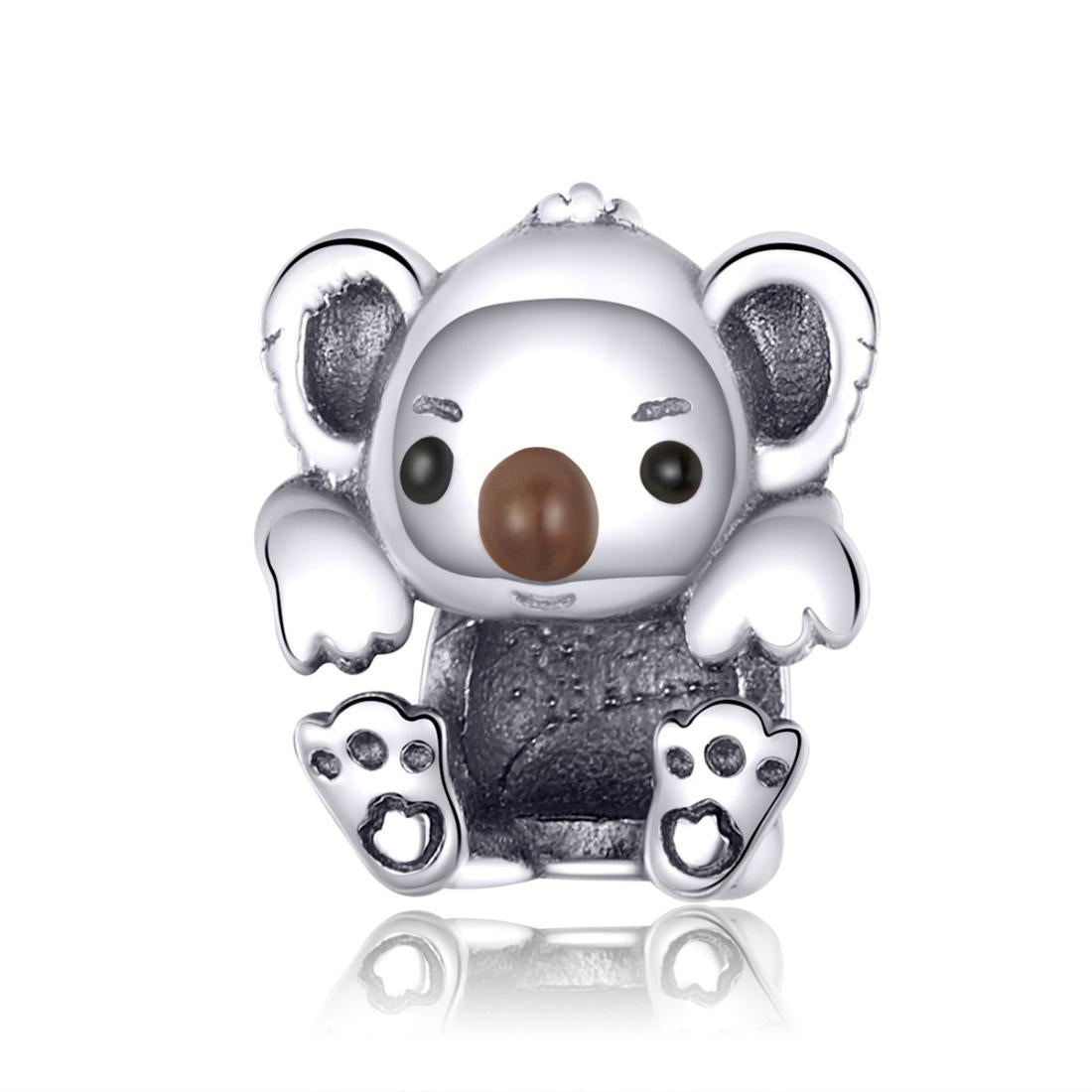 Koala Enamel Sterling Silver Zircon CZ Bead Charm Bracelet Necklace