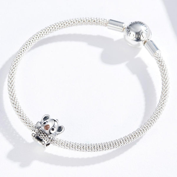 Koala Enamel Sterling Silver Zircon CZ Bead Charm Bracelet Necklace