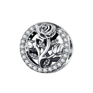 Rose Sterling Silver Zircon CZ Bead Charm Bracelet Necklace