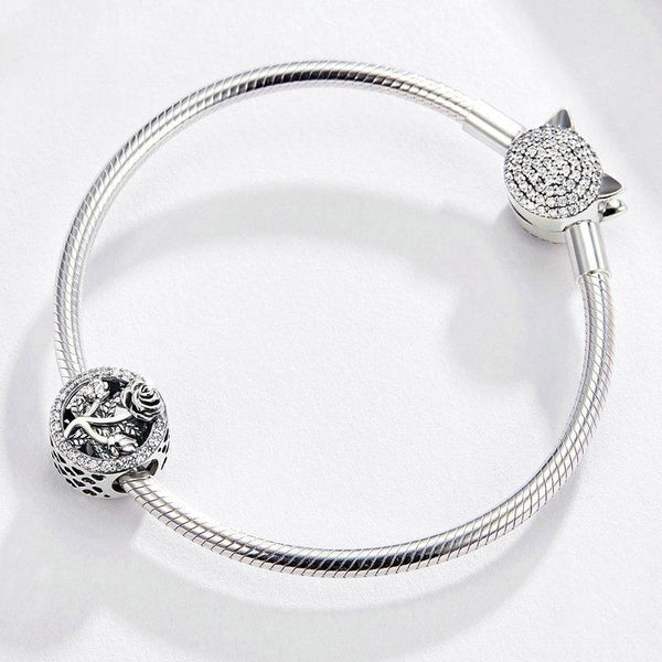 Rose Sterling Silver Zircon CZ Bead Charm Bracelet Necklace