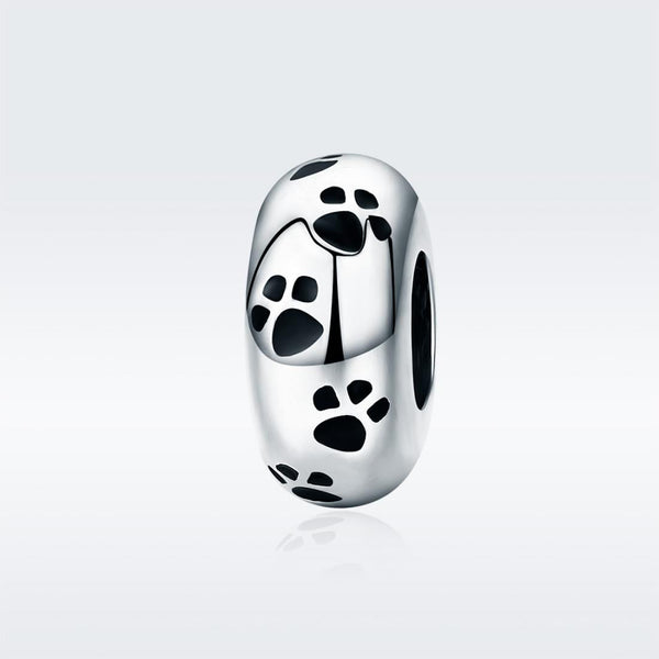Dog Cat Pet Paw Prints Enamel Sterling Silver Spacer Bead Charm Bracelet Necklace