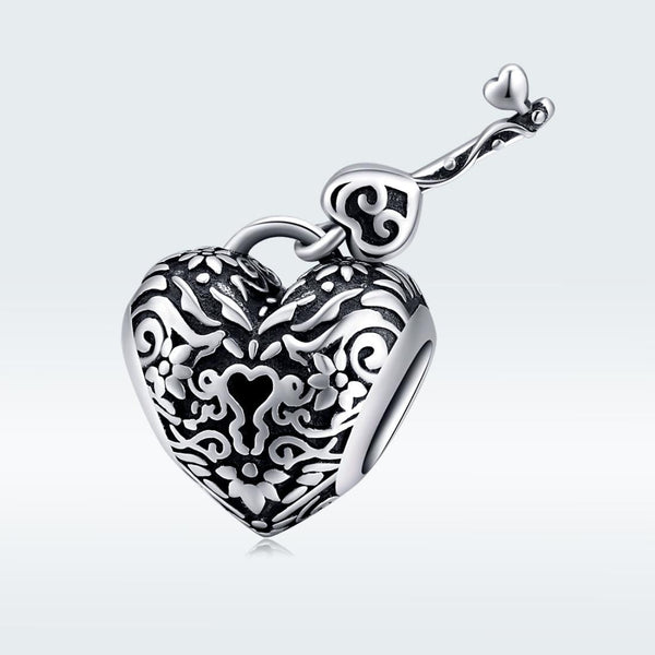 Key To My Heart Sterling Silver Bead Charm Bracelet Necklace Pendant