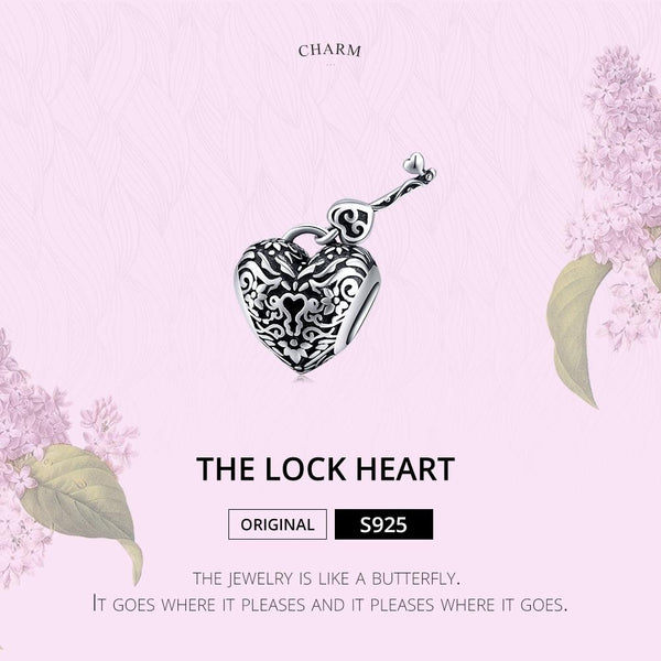 Key To My Heart Sterling Silver Bead Charm Bracelet Necklace Pendant