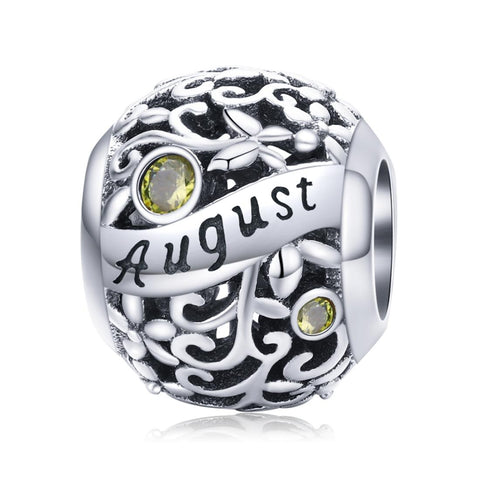 Periodot August Birthstone Sterling Silver Zircon CZ Bead Charm Bracelet Necklace