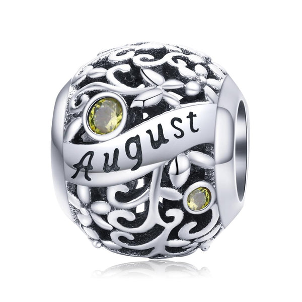 Periodot August Birthstone Sterling Silver Zircon CZ Bead Charm Bracelet Necklace