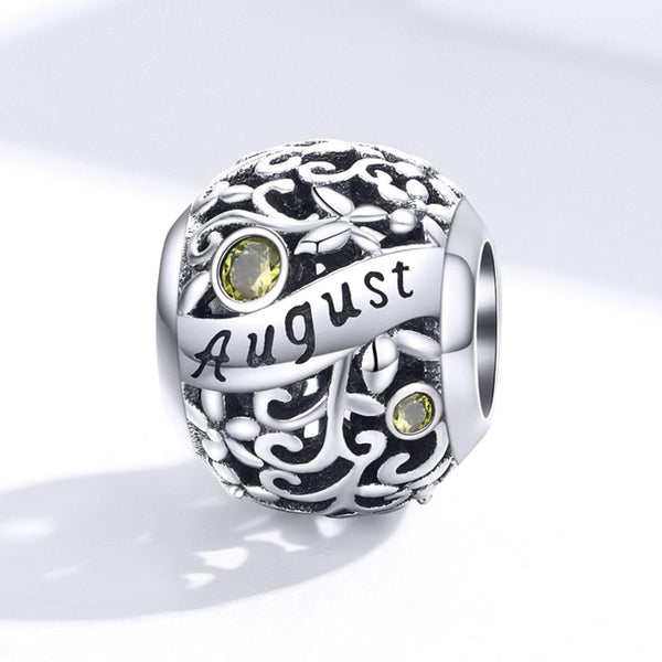 Periodot August Birthstone Sterling Silver Zircon CZ Bead Charm Bracelet Necklace