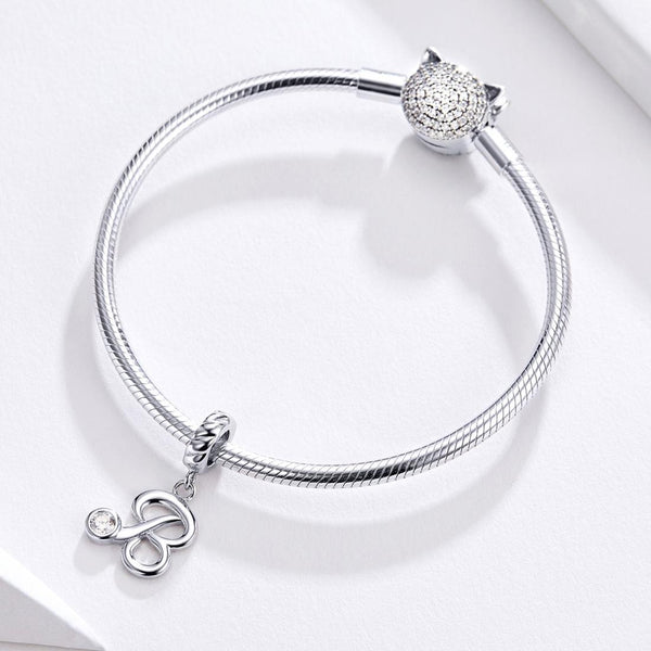 H Letter Initial Platinum Plated Sterling Silver Crystal Zircon Charm Bracelet Necklace